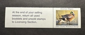 WTDstamps - 2001 ALASKA - State Duck Stamp - Mint OG NH **HUNTER TYPE** - Picture 1 of 2
