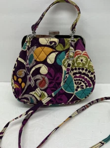 Vera Bradley Purple Mini Frame Purse Plum Crazy Latch Crossbody - Picture 1 of 5
