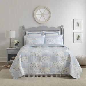 - Twin Quilt Set, Cotton Reversible Bedding with Matching Sham, Bedroom Decor... - Picture 1 of 9