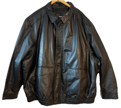 Chaqueta bomber de cuero para hombre marca King talla 5XL Foto 1 de 4