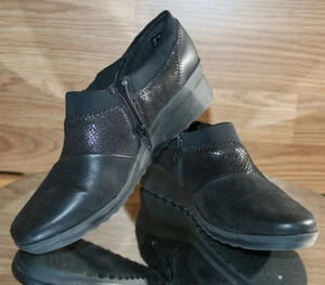 CloudSteppers Shoes Womens 7.5 Black Snake Sillian Slip-On Comfort EU 38 Clarks - Picture 1 of 12
