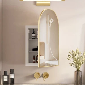 Recessed Medicine Cabinet Arch Mirror Medicine Cabinet Bathroom Mirror w/Storage - Picture 1 of 9