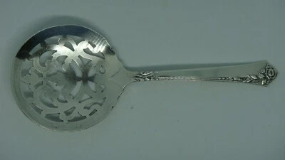 VINTAGE ONEIDA HEIRLOOM "DAMASK ROSE" STERLING SILVER PIERCED BON BON NUT SPOON — 第 1/4 张图片