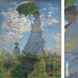 32W"x40H" WOMAN WITH A PARASOL MADAME CLAUDE MONET & HER SON - CHOICES of CANVAS - Picture 1 of 9