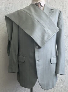 Men’s 1970s Two Piece Light Blue Striped Suit Vintage Wool European 42 Large - Picture 1 of 12