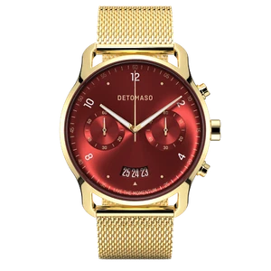 DETOMASO SORPASSO Limited Edition Herren Chronograph Rot Mesh Milanese Neu - Bild 1 von 6