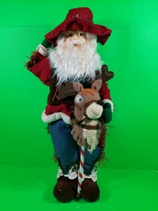 COWBOY SANTA with reindeer about 22" inch. New condition with open box. - Picture 1 of 8