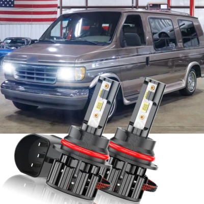 2PCS For 1992-2006 Ford Econoline Van LED Headlight BULBS PAIR E250 E350 6000k - Image 1 of 4