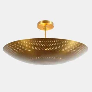6 Light Elegant Ceiling Flush Mount light Pendant Mid Century Modern Raw Brass - Picture 1 of 7