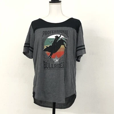 Camiseta PBR Profesional Bull Riders Ladie's Circle Sunset Negra/Gris Elige Talla Foto 1 de 4
