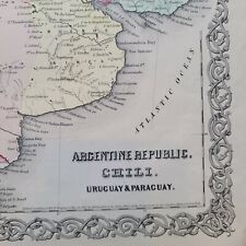 Argentina and Chile 1855 antique map  first edition Colton Map