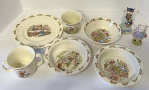 8 Stck. Vintage ROYAL DOULTON Mrs BUNNYKINS Schüsseln Teller Tasse Figur Pelleln weich - Bild 1 von 16