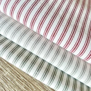 Strong Cotton Polyester blend Striped ticking Fabric.Green, Grey, Price per 1/2m - Picture 1 of 14