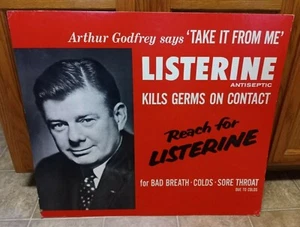 Vtg 1962 Listerine Mouthwash Arthur Godfrey TV Radio Advertising Display Sign - Picture 1 of 5