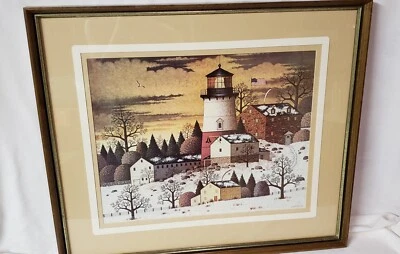 Faro de invierno americano enmarcado mate Charles Wysocki estampado enmarcado Foto 1 de 4