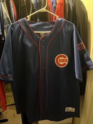 Chicago Cubs Jersey Sz XL Blue Embroidered Button Dynasty Series MLB Baseball - Image 1 of 2