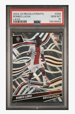 2022-23 Panini Revolution Premier League Romeo Lavia RC Rookie Lava /10 PSA 10 - Image 1 of 2