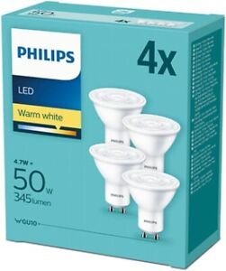 Philips 4,7 W LED Energiesparende GU10 Strahler Glühbirnen 2700K warmweiß 