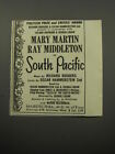 1951 South Pacific Musical Play Ad   Pulitzer Prize And Critics Award