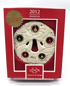 Lenox 2012 Jolly Jingle Bell Wreath Ceramic White Bell Ornament Christmas Tree - Picture 1 of 2