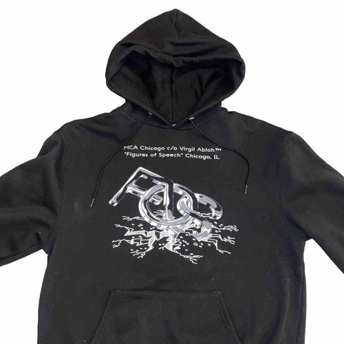 OFF WHITE Felpa con cappuccio bianca Virgil Abloh Figura Speech MCA taglia Large Champion Usata