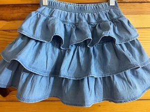 Hanna Andersson Denim Jean Tiered Skort Girls Size 140 ( 10 ) - Picture 1 of 3