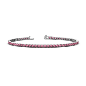 Rhodolite Garnet 2.4mm Eternity Tennis Bracelet 4.03 ctw 14K Gold JP:122415 - Picture 1 of 4