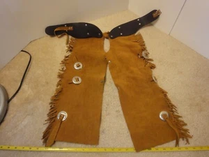 Kinder Leder Wildleder Western Chaps, Conchos, Fransen, Cowboy, Cap Gun. Qualität!! - Bild 1 von 11