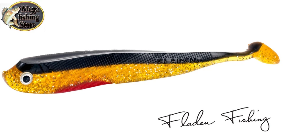 Fladen Shad Gummifisch Red-Gold-Black 13cm/13g Hecht Zander Barsch Dorsch - Bild 1 von 1