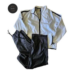Vintage 1990's Nike Wind Breaker Black White Track Suit S/M (12-14) #56323 - Picture 1 of 24