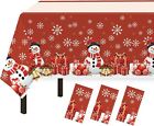 Christmas Tablecloth, 3 Pack Disposable Plastic Tablecloth 54" X 108" Christmas