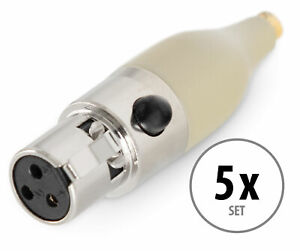 5x Set Pronomic Funk-Adapter L5 Standard Mini-XLR 3-polig beige AKG Mikrofon