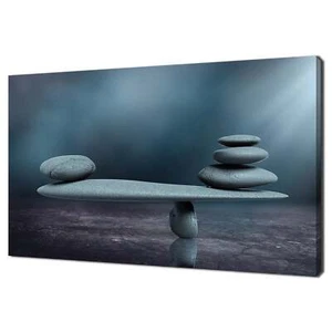 Arte impreso en lienzo de diseño moderno azul spa piedras de equilibrio calma zen - Imagen 1 de 7