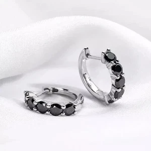 Women's 2.00CT Round Cut Lab-Created Diamond Hoop Earrings 14K White Gold Plated - Picture 1 of 4