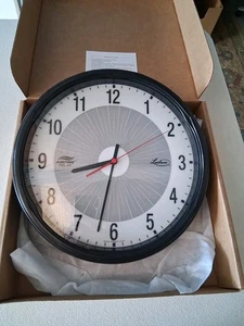 LATHEM 12" AIRTIME SOLAR BATTERY WIRELESS AT12RPS ROUND ANALOG WALL CLOCK  - Picture 1 of 4