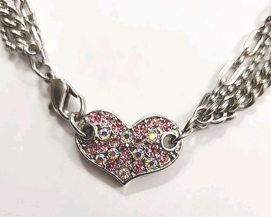 GUESS 3 цепи ошейник w многоцветный со стразами Pave сердце - Изображение 1 из 4