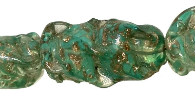 20 Old Stock Venetian Murano Italy green twirl GLASS BEADS 30s 1.25 Inch - Image 1 of 4