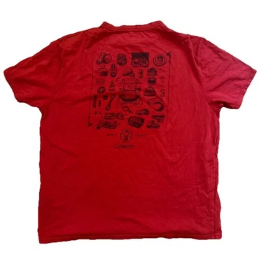 Camiseta para hombre Coleman con logotipo de bolsillo frontal roja al aire libre empresa talla L grande Foto 1 de 4