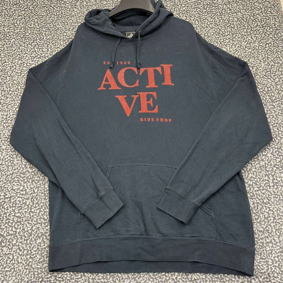 Active Ride Shop 连帽衫男式特大号黑色套衫长袖口袋 XL — 第 1/4 张图片