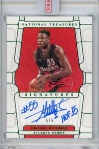 2021-22 Panini National Treasures Dikembe Mutombo Emerald Auto 5/5 HOF 15 - Picture 1 of 2