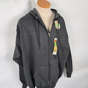 Hanes Hoodie Men's XL Charcoal Eco Smart Drawstring Zip Up Pockets NWT - Picture 1 of 15
