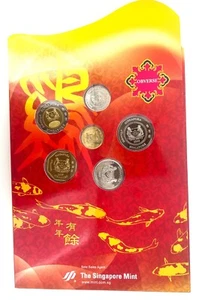 SINGAPUR: 2005 set de monedas MINT PACK 6 UNC MONEDAS SET 0.05 - 5$ BIMETAL - Picture 1 of 5
