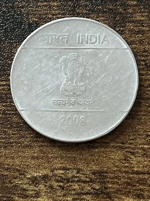 2008 India 2 Rupees Stainless Steel Coin Asoka column Hasta TK7346* - Image 1 of 3