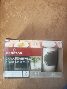 Crofton Chalkboard Mugs 2 Mugs Write Your Own Message Or Picture - Picture 1 of 4