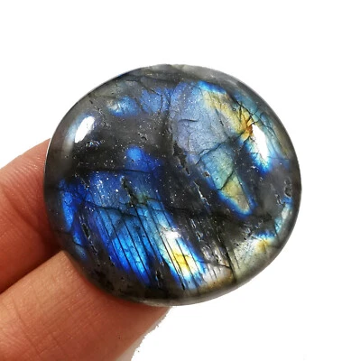 76.80 Ct Natural Black Labradorite Malti Blue Fire Cabochon Loose Gemstones  - Image 1 of 4