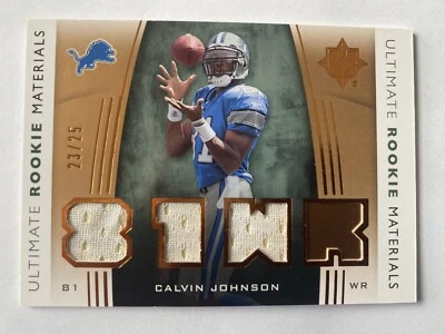 2007 Ultimate Collection Materials Calvin Johnson #URM-CJ Rookie Ser #ed 23/25!! - Image 1 of 2