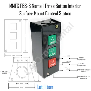 MMTC PBS-3 Nema 1 Three Button Interior Surface Mount Control Station - Picture 1 of 5