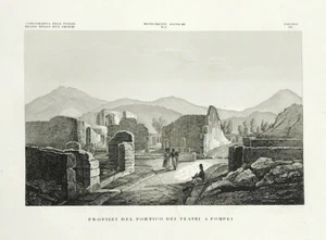 Pompeii Monumental Gateway of the theatres  etching 1840 by Orlandini italy - Picture 1 of 3
