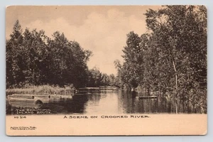 Crooked River Michigan Beautiful Inland Route Albertype Scenic View VTG Postcard - Picture 1 of 2