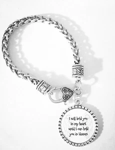 Memorial Charm Bracelet I Will Hold You In My Heart Mother's Day Gift Jewelry - Picture 1 of 1